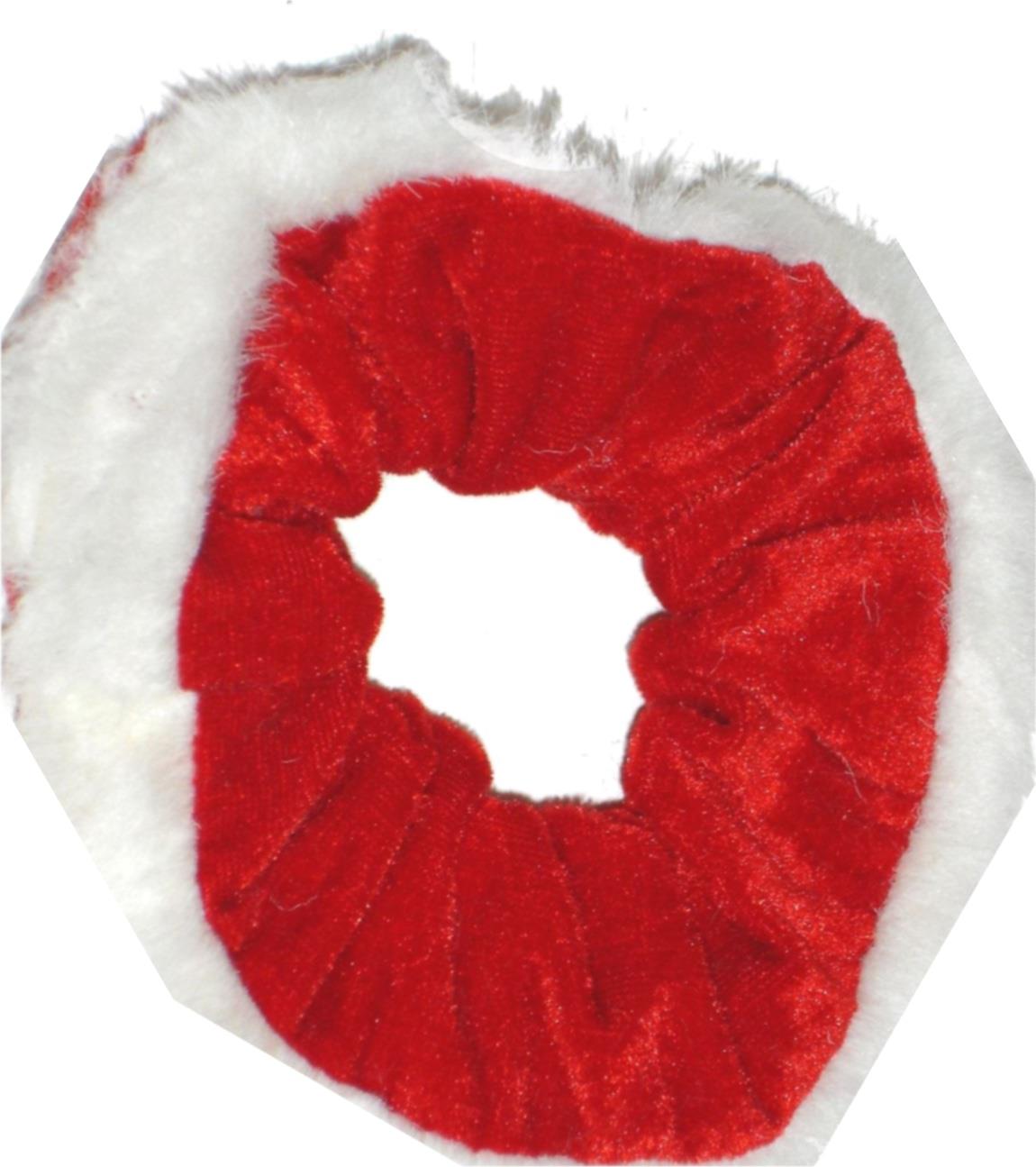 Red White Christmas Velvet Fur Scrunchie Hair Bobble Elastic Xmas
