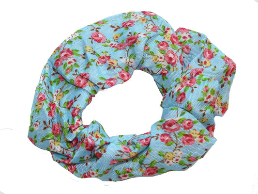 Blue Ditsy Rose PrintHair Scrunchie Hair Bobble Hair Elastic Band Work Gym