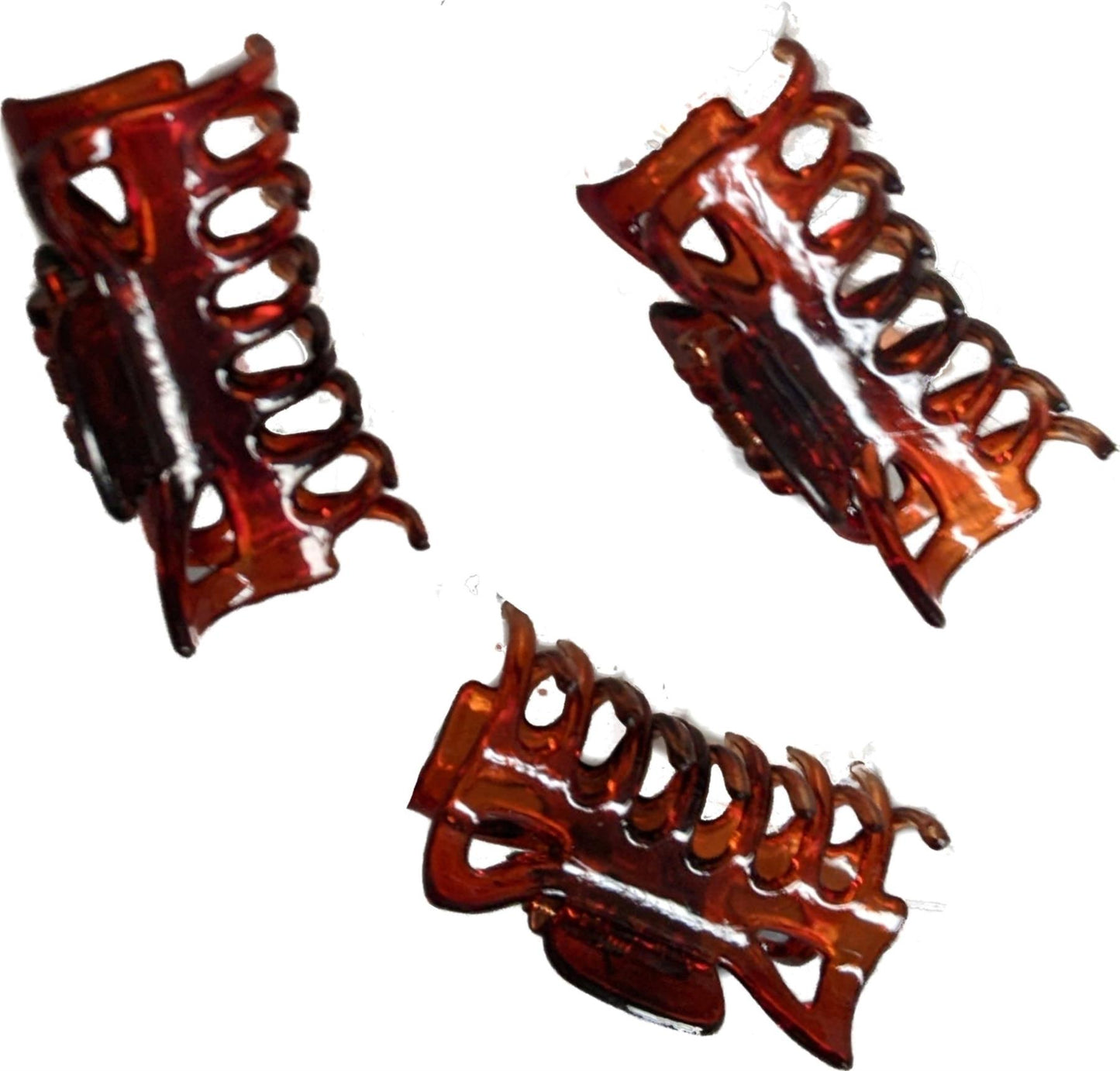 3 Small Mini 4cm Tort Brown Plastic Hair Claws Clips Clamps Jaw Clips