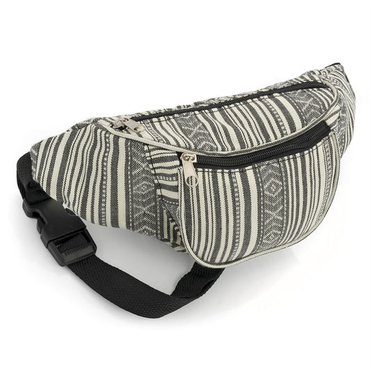 Black And White Stripe Bum Bag Fanny Pack Festival Money Holi Travel Belt