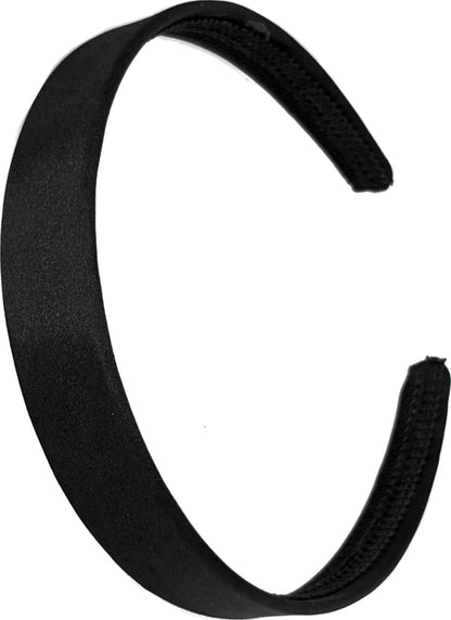 2cm Black Satin Covered Plastic Alice Band Hair Band Headband No Teeth