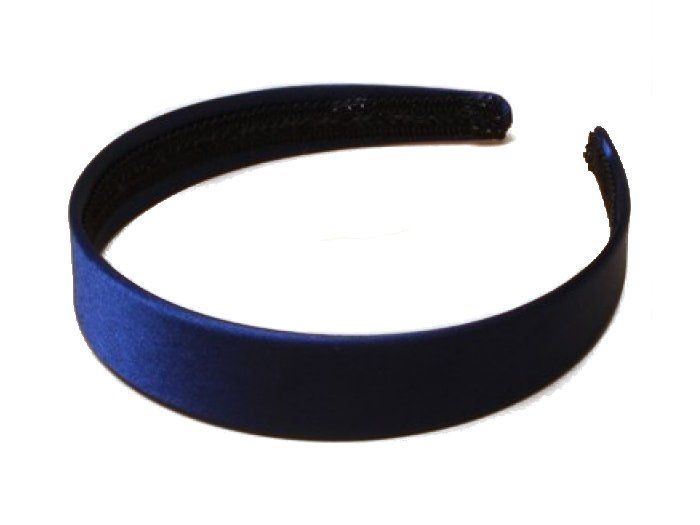 2.5cm (1") Navy Satin Covered Plastic Alice Hair Band Headband No Teeth
