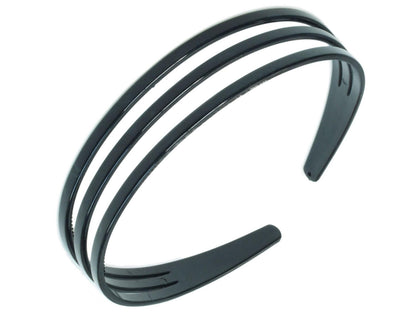 Black Triple 3 Row Plastic Alice Band Hair Band Headband With Grip
