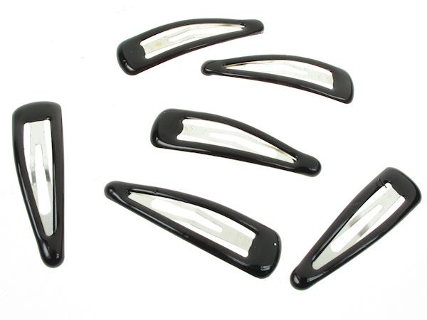 5cm Plain Black Bendies Sleepies Snap Clips Hair Clips Slides School Work