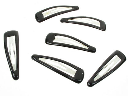 5cm Plain Black Bendies Sleepies Snap Clips Hair Clips Slides School Work