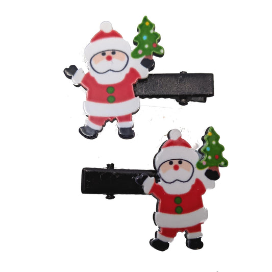 Father Christmas Santa Hair Clips Grips Slides Fun Party Xmas