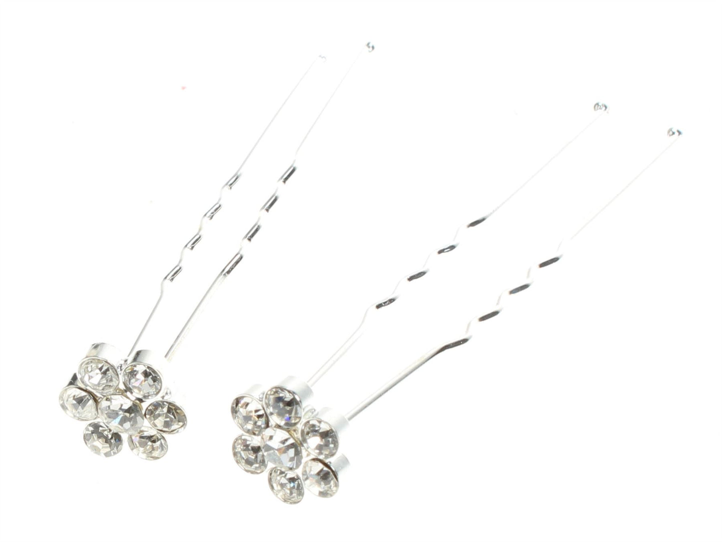 2 x Crystal Daisy Cluster Flower Hair Pins Wedding Prom Bridal Bridesmaid