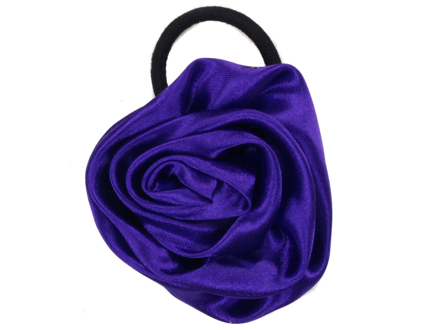 Purple Satin Rosette Ponytailer Hair Elastics Hair Bands Bobbles