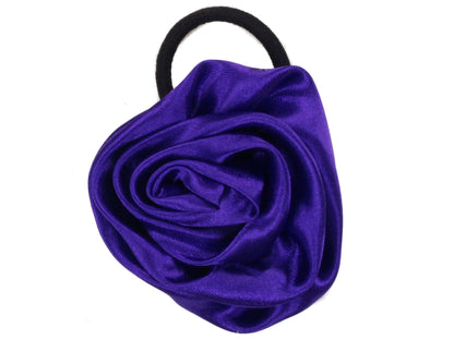 Purple Satin Rosette Ponytailer Hair Elastics Hair Bands Bobbles