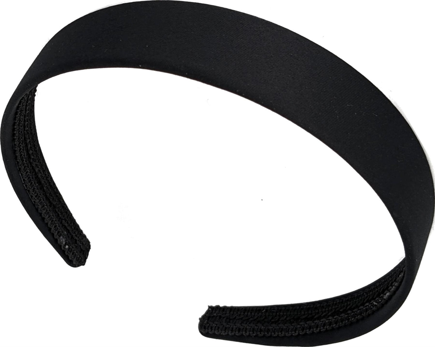 2.5cm (1") Black Matte Satin Covered Plastic Alice Hair Band Headband No Teeth