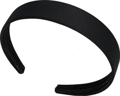 2.5cm (1") Black Matte Satin Covered Plastic Alice Hair Band Headband No Teeth