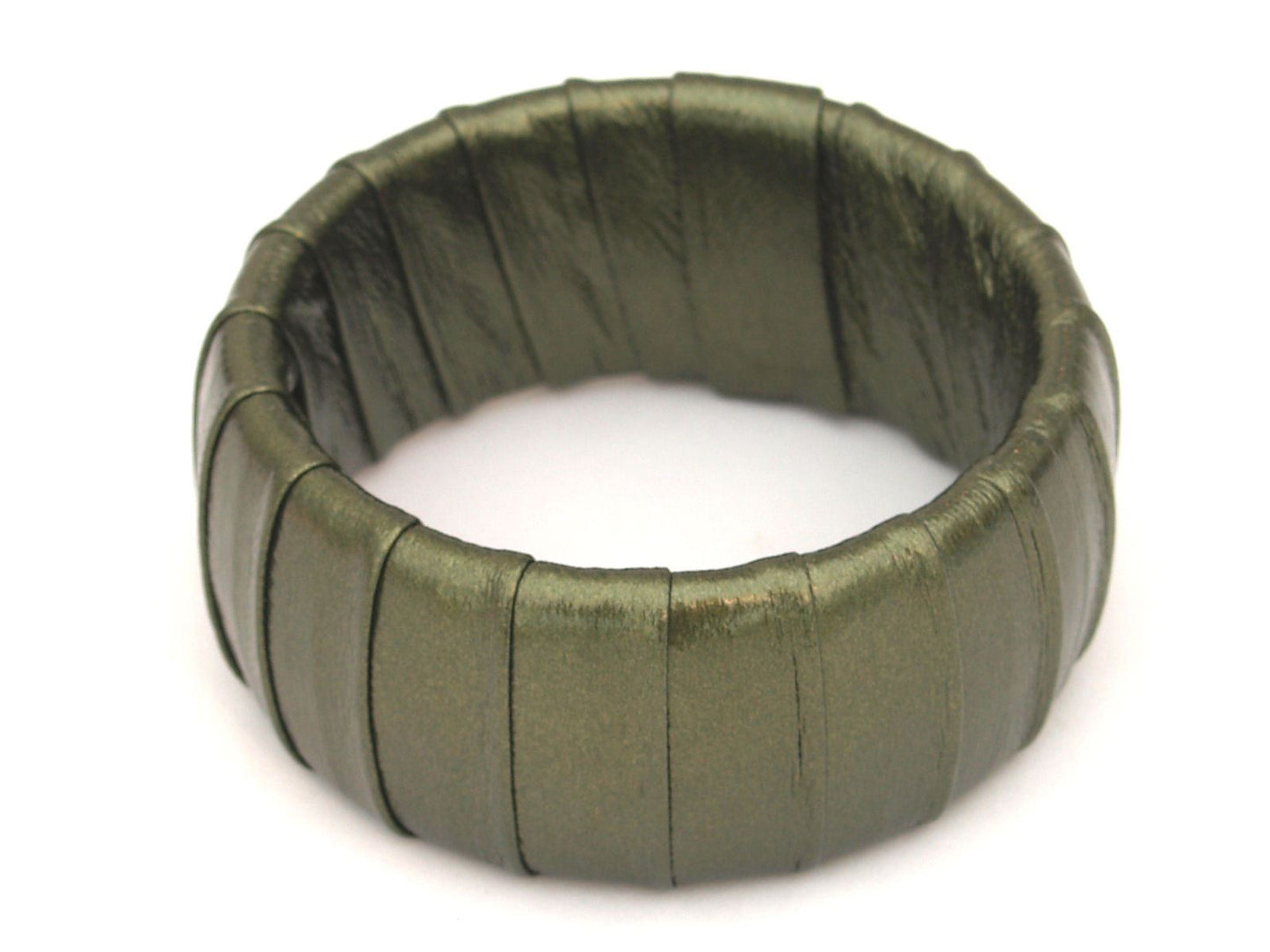 Ladies Green Gold Faux Leather Wrap Chunky Bracelet Bangle Jewellery