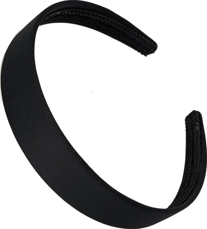 2.5cm (1") Black Matte Satin Covered Plastic Alice Hair Band Headband No Teeth