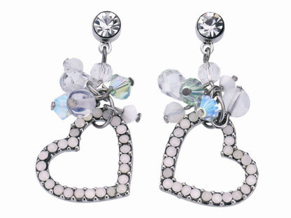 Crystal Cluster Heart Drop Earrings Womens Ladies Girls