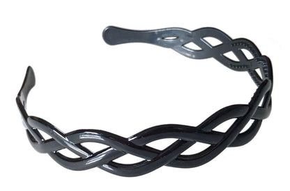 Black Weave Plastic Grip Teeth Alice Band Hair Band Headband