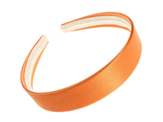 2.5cm (1") Orange Satin Covered Plastic Alice Hair Band Headband No Teeth