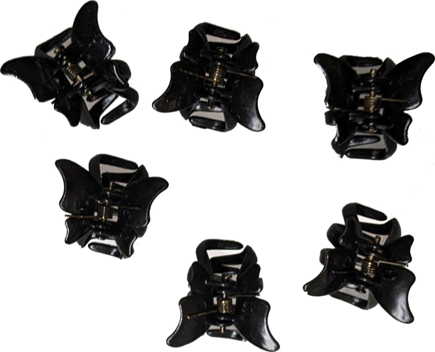 Pack of 6 Small Mini 2cm Black Plastic Butterfly Hair Claws Clips Clamps