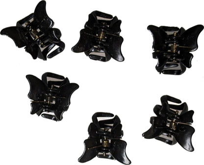 Pack of 6 Small Mini 2cm Black Plastic Butterfly Hair Claws Clips Clamps