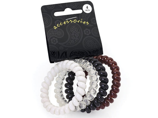 Brown Black White Telephone Coil Elastic Scrunchie Hair Bobbles Ponytail