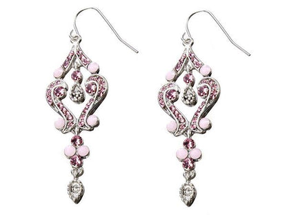 Rose Crystal Scroll Earrings Womens Ladies Girls