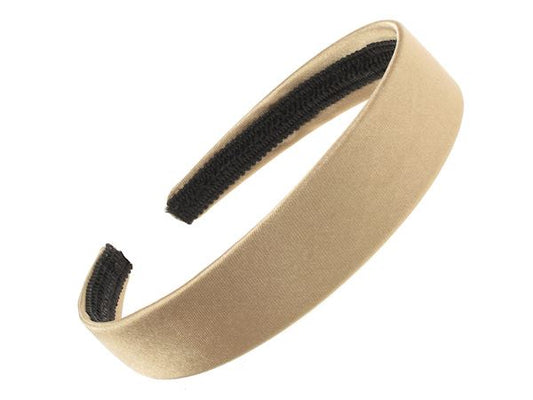 2.5cm (1") Gold Satin Covered Plastic Alice Hair Band Headband No Teeth