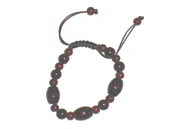 Brown Floral Print Glass Bead Sliding Cord Bracelet Bangle