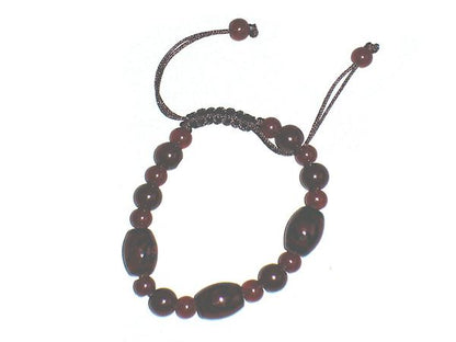 Brown Floral Print Glass Bead Sliding Cord Bracelet Bangle