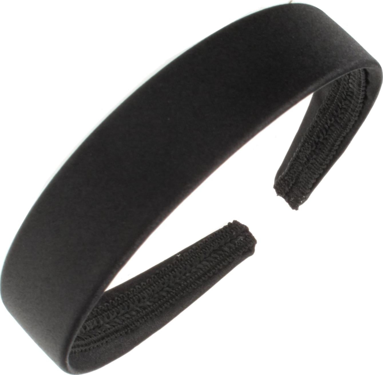 2.5cm (1") Black Satin Covered Plastic Alice Hair Band Headband No Teeth