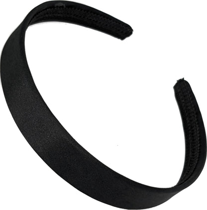2cm Black Satin Covered Plastic Alice Band Hair Band Headband No Teeth