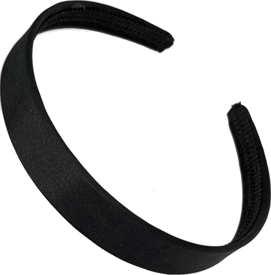 2cm Black Satin Covered Plastic Alice Band Hair Band Headband No Teeth