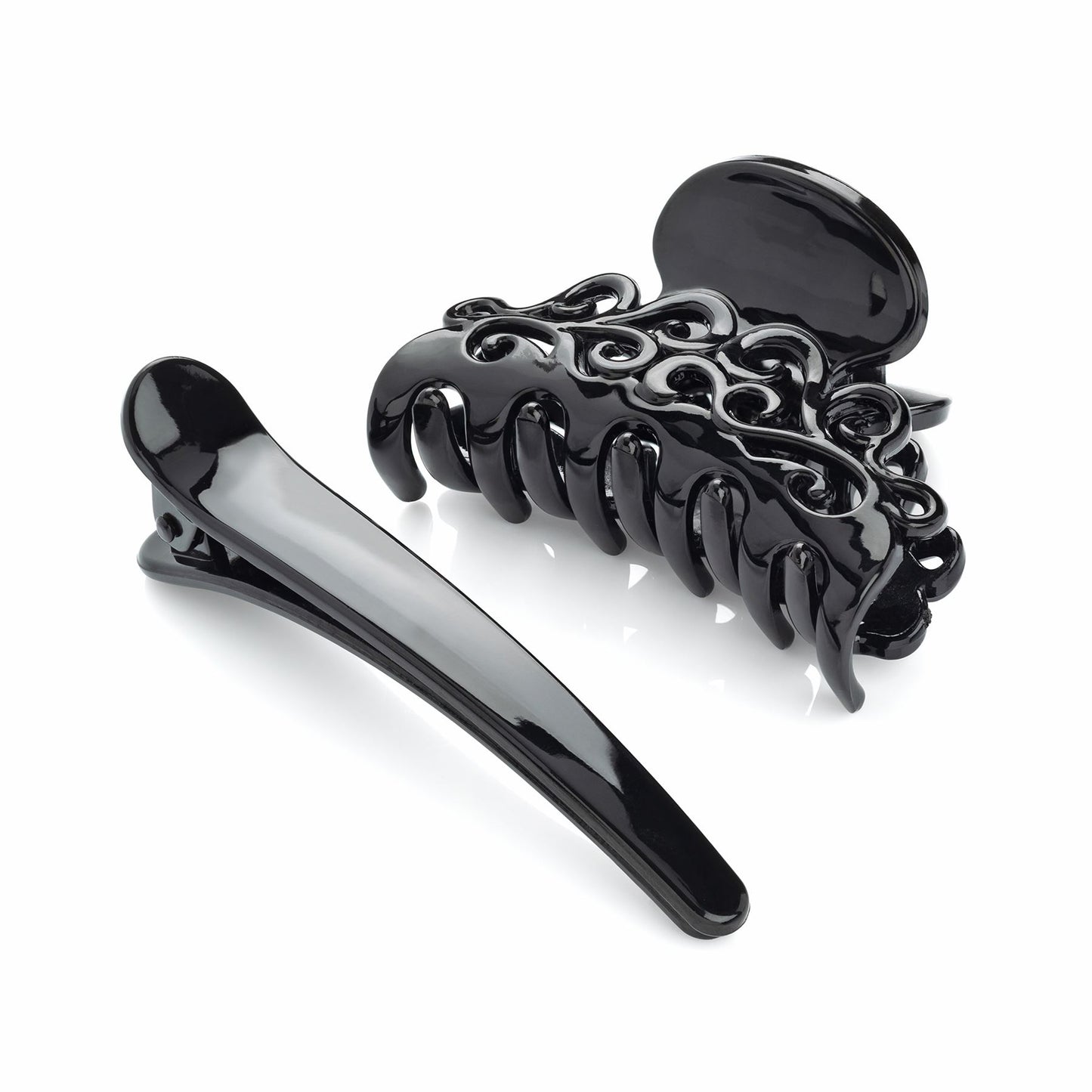 7cm Black Hair Claw Clamp 9.5cm Hairdresser Sectioning Plastic Hair Clip