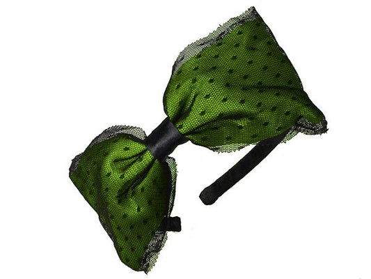 Large Green Bow with Net Alice Band