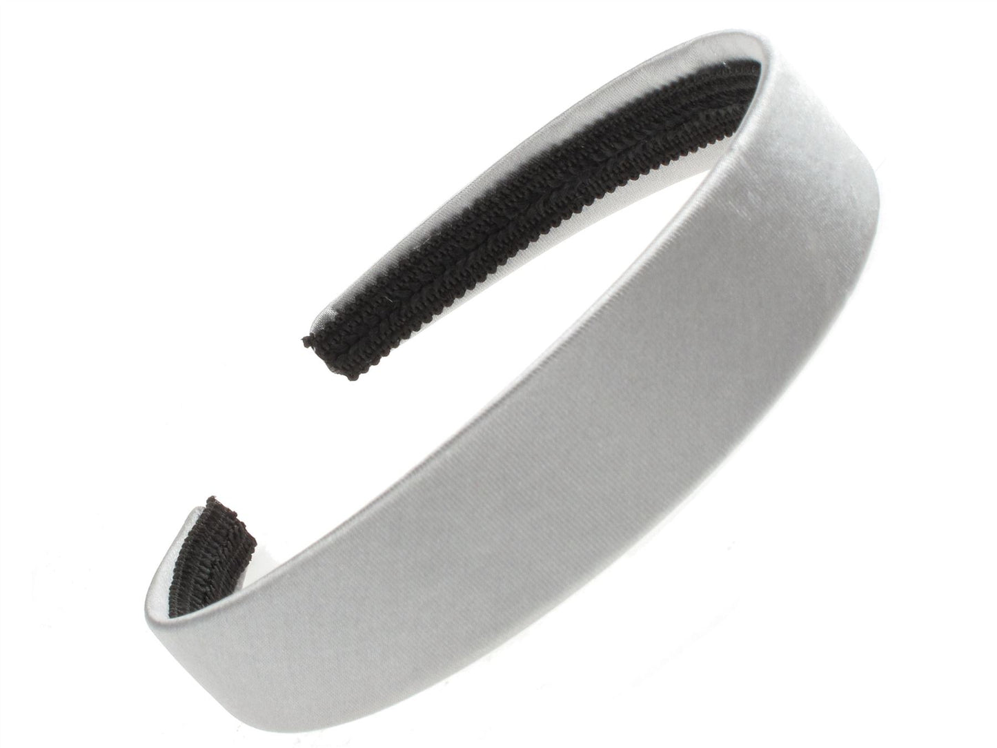 2.5cm (1") Silver Satin Covered Plastic Alice Hair Band Headband No Teeth