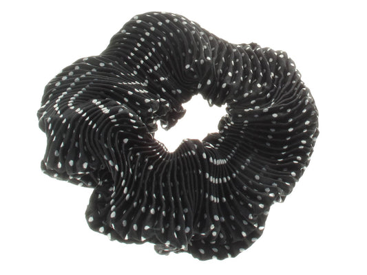 Black Crinkle Dot Spot Fabric Scrunchie Hair Bobble Hair Elastic Band