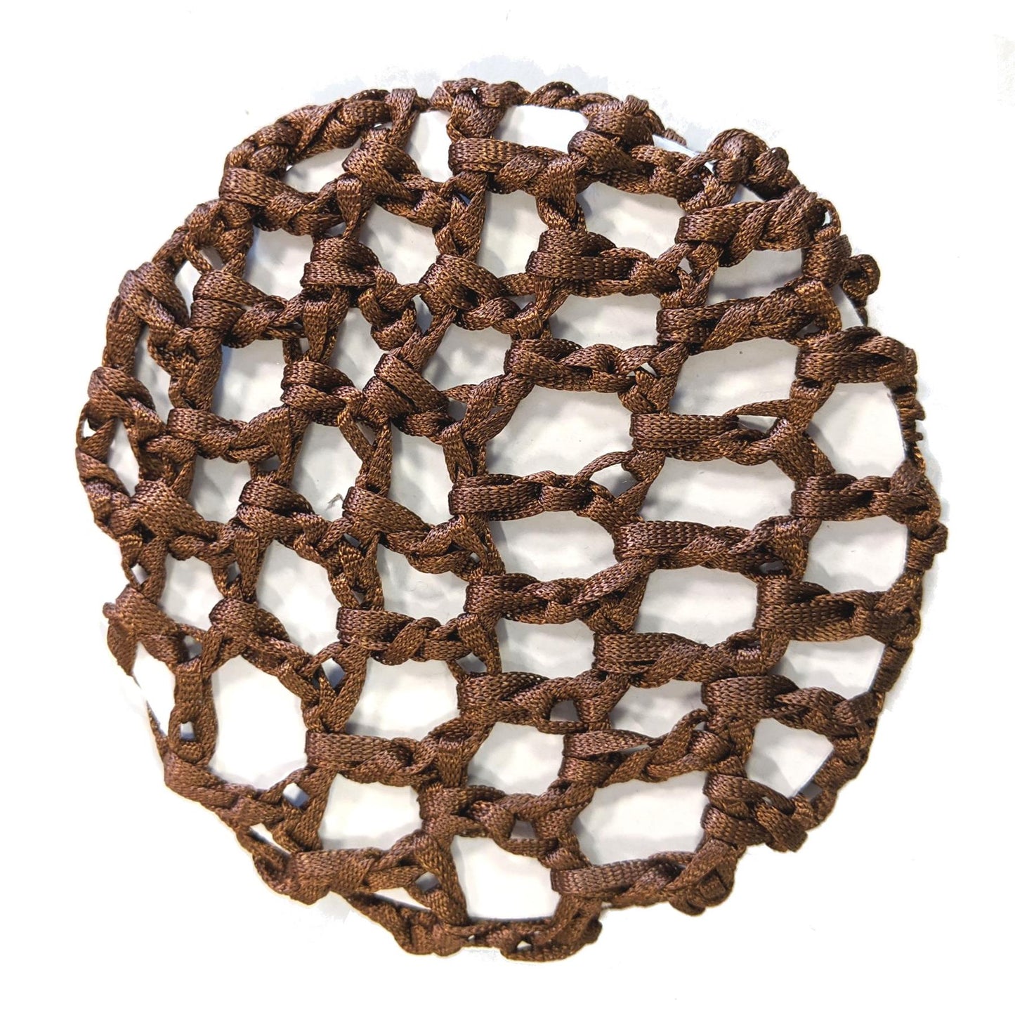 Brown Ribbon Knot Crochet Bun Elasticated Hair Net Ballet Dance Gymnastics