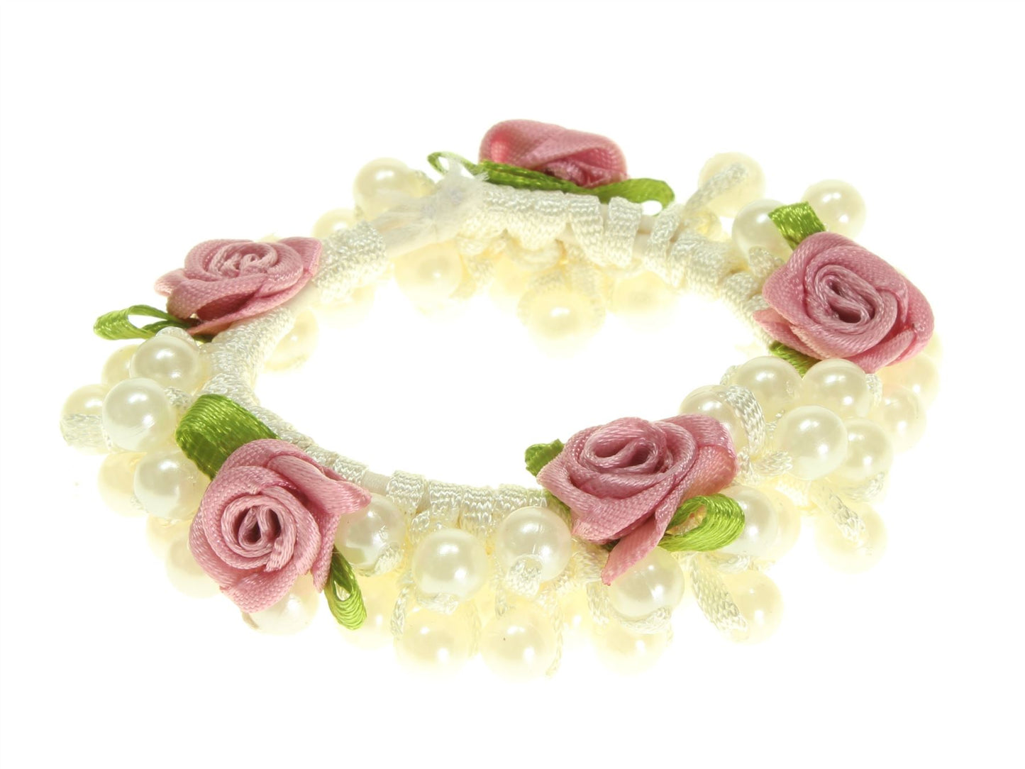 Pink Rosebud Pearl Hair Scrunchie Hair Bobble Hair Elastic Band Work Gym