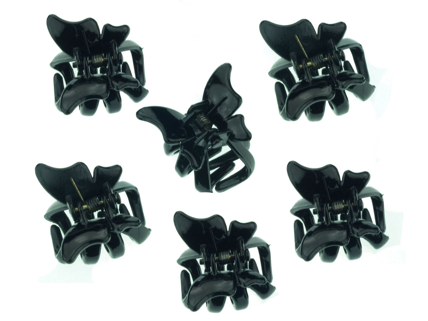 Pack of 6 Small Mini 2cm Black Plastic Butterfly Hair Claws Clips Clamps