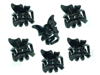 Pack of 6 Small Mini 2cm Black Plastic Butterfly Hair Claws Clips Clamps