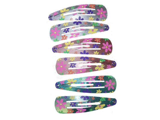 5cm Metallic Pastel Flower Bendies Sleepies Snap Clips Hair Clips Slides
