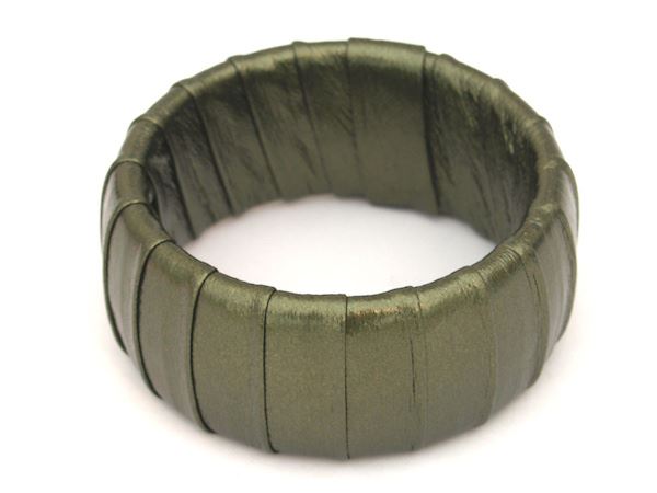 Ladies Green Gold Faux Leather Wrap Chunky Bracelet Bangle Jewellery