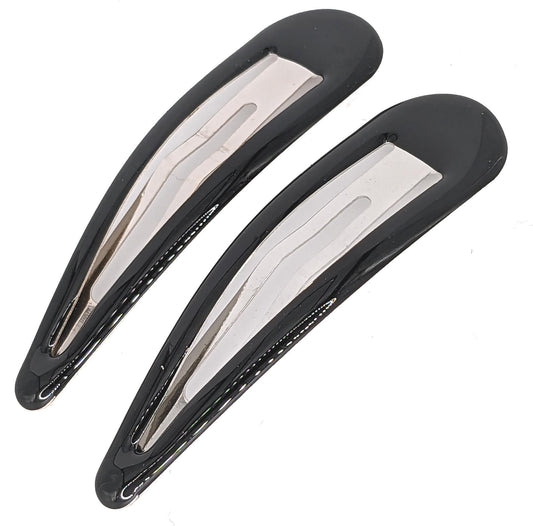 7cm Large Big Plain Black Bendies Sleepies Snap Clips Hair Clips Slides