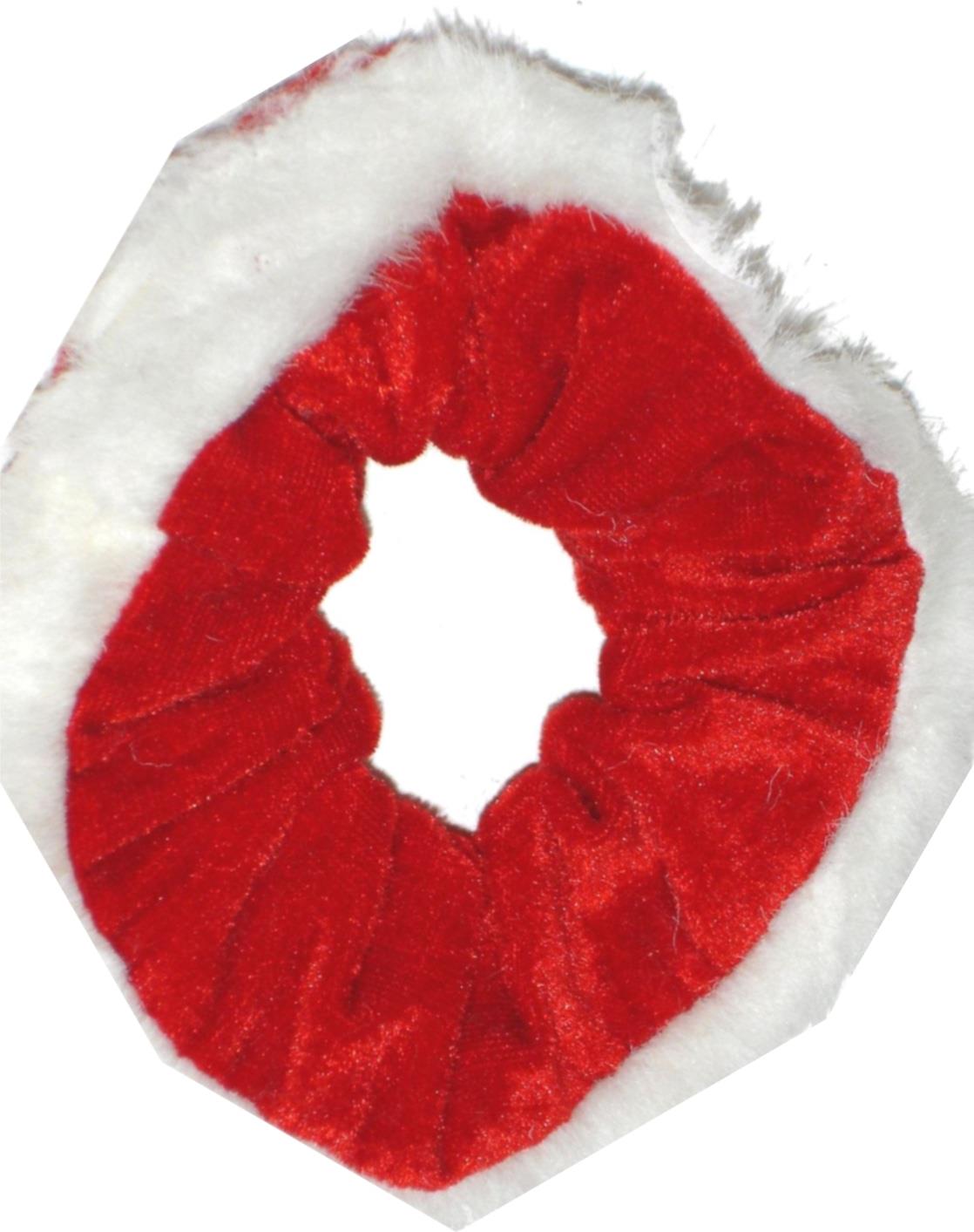 Red White Christmas Velvet Fur Scrunchie Hair Bobble Elastic Xmas