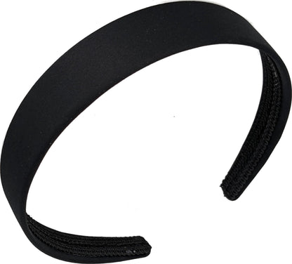 2.5cm (1") Black Matte Satin Covered Plastic Alice Hair Band Headband No Teeth