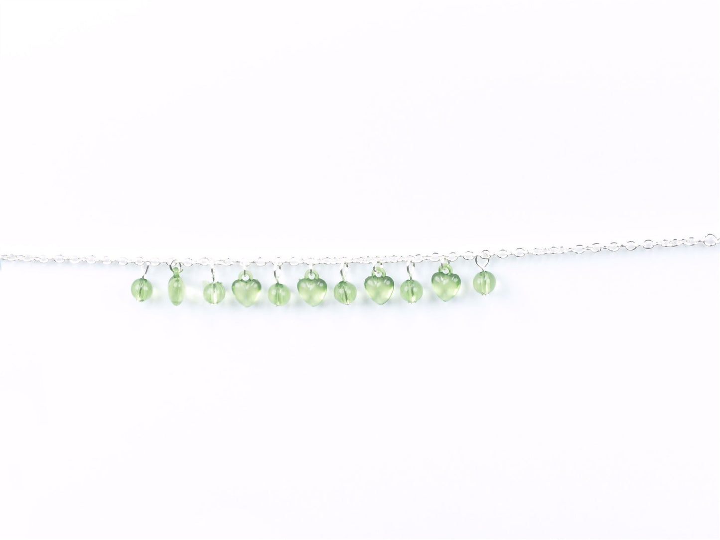 Green Bead Anklet Ankle Bracelet Silver Chain Beach Holi Jewellery