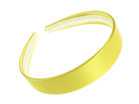 2.5cm (1") Yellow Satin Covered Plastic Alice Hair Band Headband No Teeth