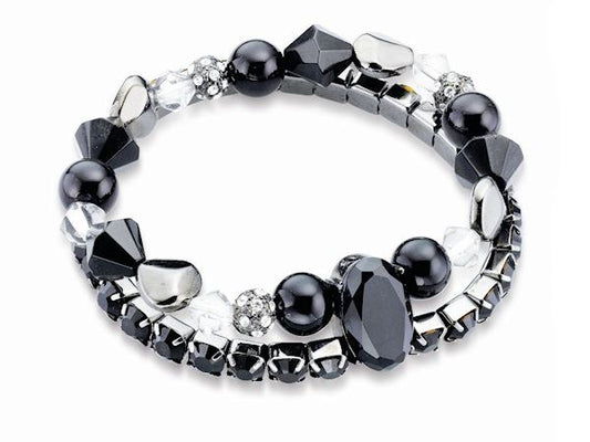 Fiorelli Black Double Row Multi Bead Bracelet