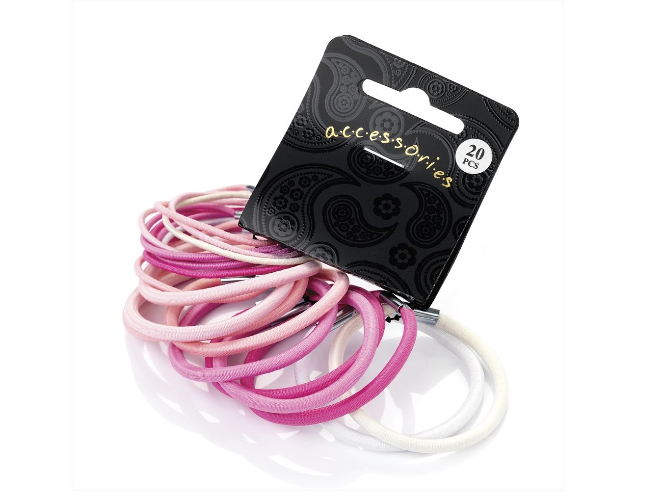 20 Pink White Thick Thin Hair Elastics Bobbles Hairbands