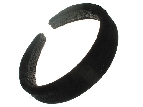 2.5cm Black Lightly Padded Plush Short Pile Velvet Headband Alice Hair Band
