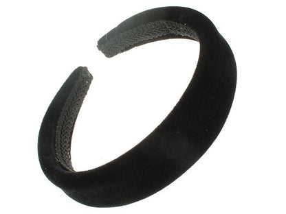2.5cm Black Lightly Padded Plush Short Pile Velvet Headband Alice Hair Band