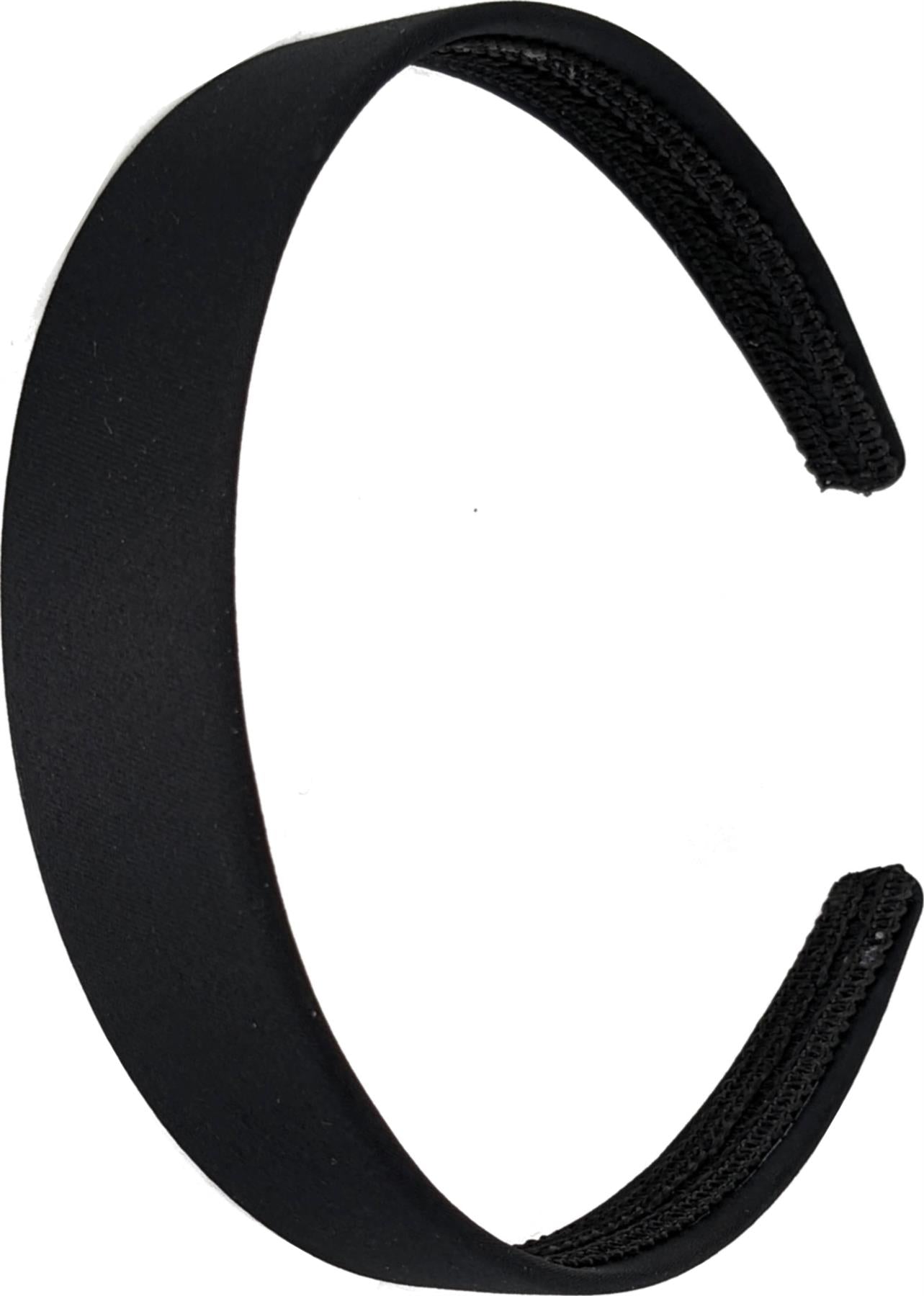 2.5cm (1") Black Matte Satin Covered Plastic Alice Hair Band Headband No Teeth